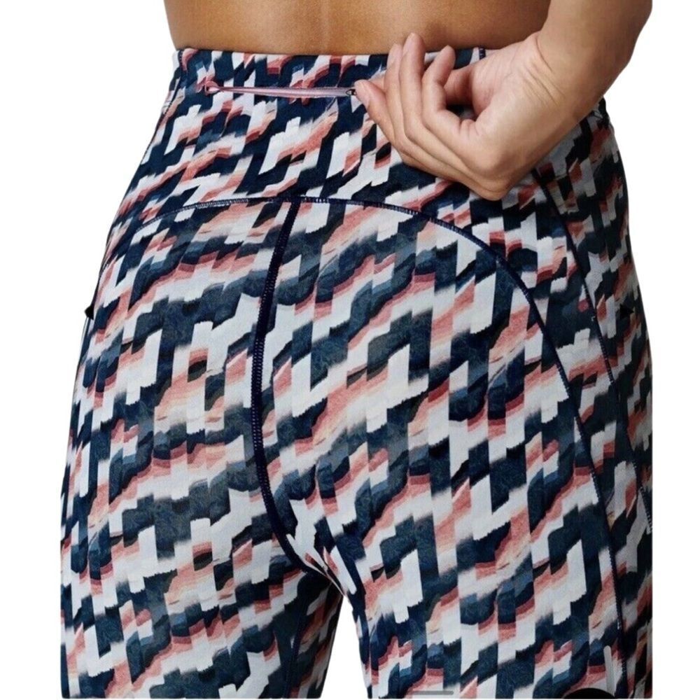 NWT Sweaty Betty 7/8 Rapid Run Leggings in Blue Spliced Mirage Print